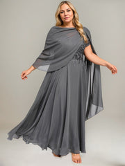 A-line V-Neck Illusion Ankle-Length Lace Chiffon Mother of the Bride Dress With Sequins