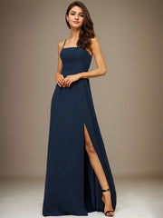 A-line Square Floor-Length Chiffon Evening Dress