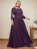 A-line Scoop Floor-Length Lace Chiffon Mother of the Bride Dress With Sequins