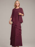 Sheath/Column Scoop Floor-Length Chiffon Mother of the Bride Dress