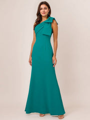 Sheath/Column One Shoulder Floor-Length Satin Evening Dress