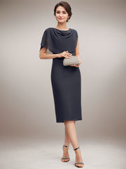 Sheath/Column Scoop Knee-Length Chiffon Mother of the Bride Dress With Beading