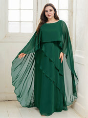 A-line Scoop Floor-Length Chiffon Mother of the Bride Dress