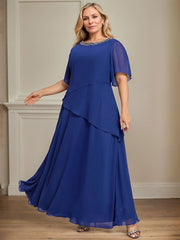 A-line Scoop Ankle-Length Chiffon Mother of the Bride Dress With Beading