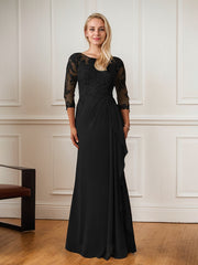 A-Line Floor-Length Scoop Chiffon Mother of Bride Dress