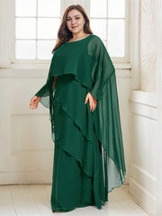 A-line Scoop Floor-Length Chiffon Mother of the Bride Dress