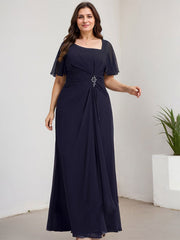 A-line Asymmetrical Floor-Length Chiffon Mother of the Bride Dress With Pleated Sequins Beading