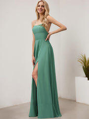 A-line Square Floor-Length Chiffon Evening Dress