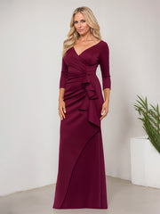 Sheath/Column V-Neck Floor-Length Scuba Mother of the Bride Dress