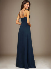 A-line Square Floor-Length Chiffon Evening Dress