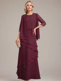 Sheath/Column Scoop Floor-Length Chiffon Mother of the Bride Dress