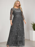 A-line Scoop Floor-Length Lace Mother of the Bride Dress With Sequins