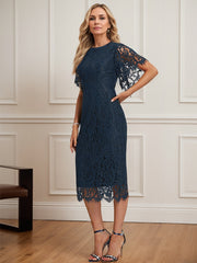 Sheath/Column Scoop Knee-Length Lace Mother of the Bride Dress