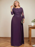 A-line Scoop Floor-Length Lace Chiffon Mother of the Bride Dress With Sequins