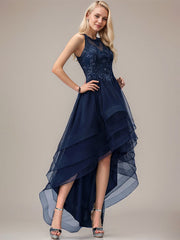 Ball-Gown/Princess Scoop Asymmetrical Tulle Mother of the Bride Dresses With Beading Sequins