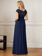 A-Line V-Neck Floor-Length Chiffon Mother of the Bride Dress