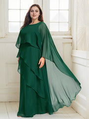 A-line Scoop Floor-Length Chiffon Mother of the Bride Dress