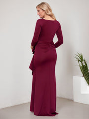 Sheath/Column V-Neck Floor-Length Scuba Mother of the Bride Dress