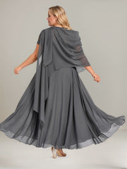 A-line V-Neck Illusion Ankle-Length Lace Chiffon Mother of the Bride Dress With Sequins