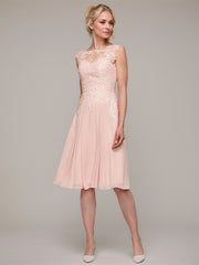 A-line/Princess Sleeveless Knee-Length Chiffon Mother of the Bride Dress With Jacket Appliqued Beading