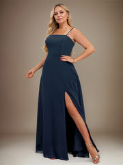 A-line Square Floor-Length Chiffon Evening Dress