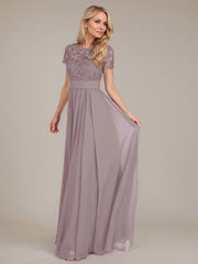 A-Line Scoop Floor-Length Chiffon Mother of the Bride Dress