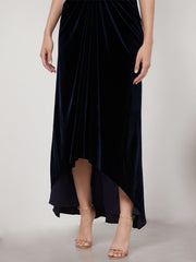 A-Line V-Neck Asymmetrical Velvet Evening Dress