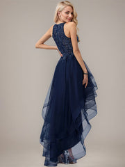 Ball-Gown/Princess Scoop Asymmetrical Tulle Mother of the Bride Dresses With Beading Sequins