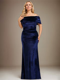 Sheath/Column Off the Shoulder Floor-Length Velvet Evening Dress