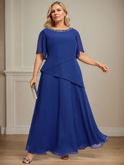 A-line Scoop Ankle-Length Chiffon Mother of the Bride Dress With Beading