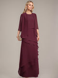 Sheath/Column Scoop Floor-Length Chiffon Mother of the Bride Dress