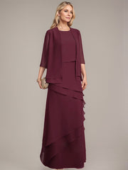 Sheath/Column Scoop Floor-Length Chiffon Mother of the Bride Dress