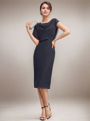 Sheath/Column Scoop Knee-Length Chiffon Mother of the Bride Dress With Beading