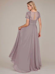 A-Line Scoop Floor-Length Chiffon Mother of the Bride Dress