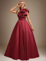 Ball-Gown/Princess V-Neck Floor-Length Satin Evening Dress