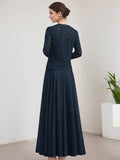 A-line Square Floor-Length Lace Chiffon Mother of the Bride Dress With Sequins