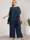 Separates Jumpsuit/Pantsuit Scoop Ankle-Length Chiffon Mother of the Bride Dress