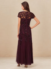 A-Line Scoop Illusion Floor-Length Tulle Mother of the Bride Dress