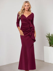 Sheath/Column V-Neck Floor-Length Scuba Mother of the Bride Dress