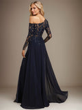 Trumpet/Mermaid Asymmetrical Illusion Floor-Length Lace Chiffon Evening Dress With Sequins