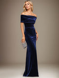 Sheath/Column Off the Shoulder Floor-Length Velvet Evening Dress