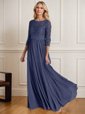 A-Line Scoop Floor-Length Sequins Chiffon Mother of the Bride Dress