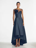 Sheath/Column V-Neck Full-Length Satin Evening Dress