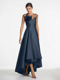 Sheath/Column V-Neck Full-Length Satin Evening Dress