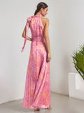 A-Line Scoop Full-Length Chiffon Evening Dress