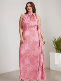 A-Line Scoop Full-Length Chiffon Evening Dress