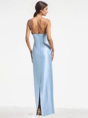 Sheath/Column Square Full-Length Satin Evening Dress