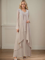 Elegant V-Neck Long Sleeves Floor-Length Mother Of The Bride Dresses WithWrap