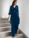 Jumpsuit/Pantsuit Puff Slevees Chiffon Mother Of The Bride Dresses