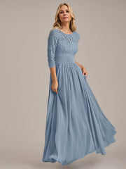 A-Line Scoop Floor-Length Chiffon Mother of the Bride Dress